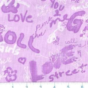  45 Wide Punk Princesses Graffiti Lavender Fabric By The 