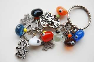 Girls Bunch Key Chain Handmade Colorful Evil Eye Silver Plated  