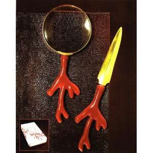    Red Coral Letter Opener & Magnifier