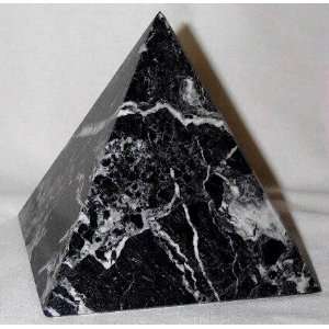  Black Zebra Marble Pyramid Sculpture, Stone Pyramids
