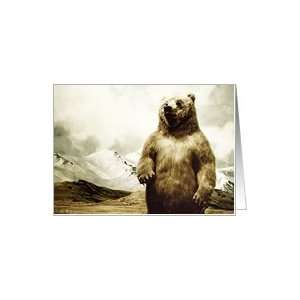  Hello Brown Bear in mountain landscape Card Health 