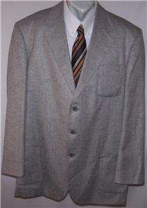 46L Haggar BLACK GRAY WHITE HERRINGBONE TWEED sport coat jacket suit 
