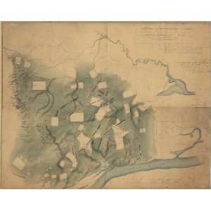  Civil War Map Sketch of the battlefield of Shiloh 