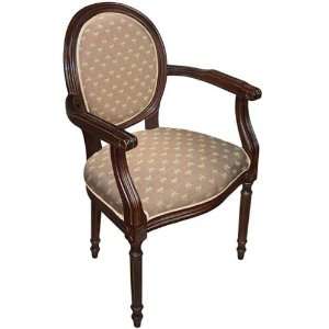   in Brown Fabric Upholstered Armchair in Brown Hardwood