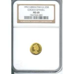   GOLD, COCKER SPANIEL ,DOG, COIN, CERTIFIED AND GRADED MS 68 BY NGC