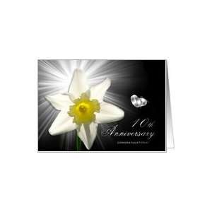  10th Wedding Anniversary White Daffodil with Wedding Rings 