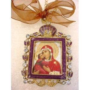  Faberge Style Enamel Frame Russian Orthodox Icon 