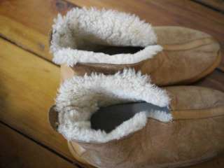 LANDS END Mens Sheepskin GENUINE SHEARLING Leather Booties SLIPPERS 11 