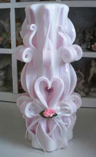   DESIGNS Pink Sculpted Unity Candle Wax Works hand carved White  