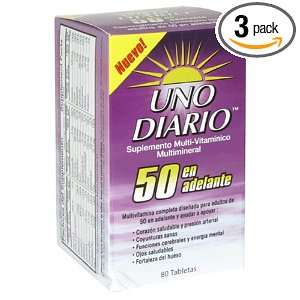  Uno Diario Over 50 Multivitamin 80ct. (Pack of 3) Health 