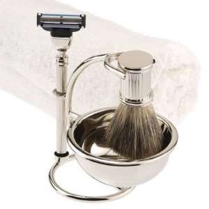    Silver Plated Shaving Set with Mach3 Razor