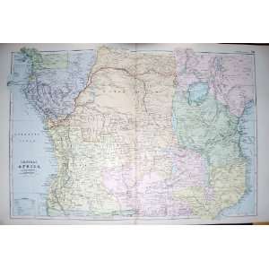    BACON MAP 1894 AFRICA FRENCH CONGO MOZAMBIQUE