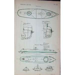   Navy French Ships Furieux Fusee Hoche Plan Diagram