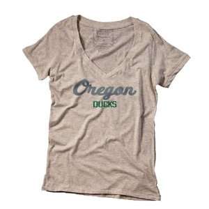  University of Oregon Ducks Ladies Tan V Neck Tee Sports 