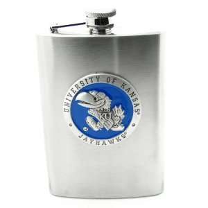 Kansas Jayhawks Flask Blue Enamel logo 