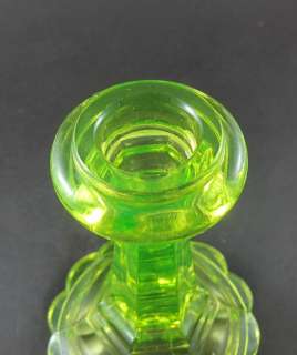 Antique Vaseline Uranium Glass Candle Stick mm4  