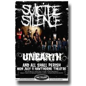  Suicide Silence Poster   Concert Flyer   Unearth
