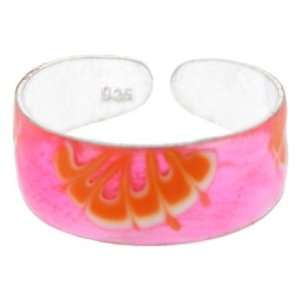    Sterling Silver 925 PINK Hand Painted PASSION Toe Ring Jewelry
