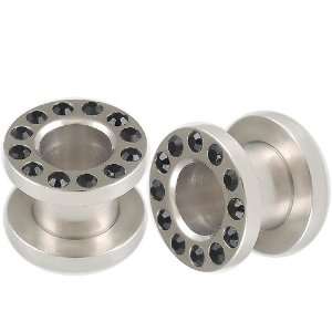 0G 0 gauge 8mm   316L Surgical Stainless Steel screw fit Flesh Tunnels 