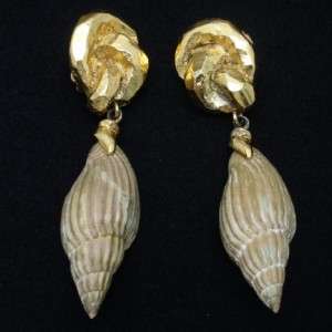 Shell Earrings Couture Antigona Paris Vintage Long Super Cool  