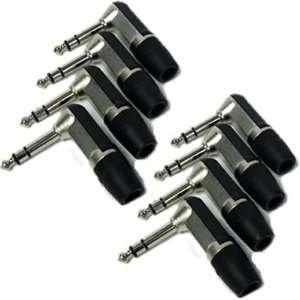 Seismic Audio   8 Pack of Right Angle 1/4 TRS Stereo Connector with 