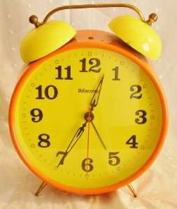 Orange and Yellow Wedgefield West Germany Alarm Clock  