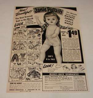 1953 doll ad page ~ JANIE PIGTAILS  