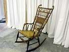 1800s near mint cond wicker rocker w cane seat and
