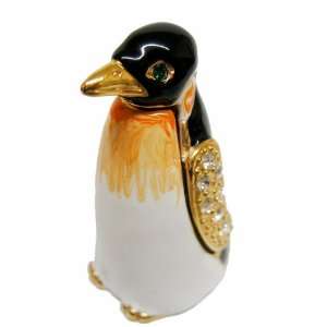  Bejeweled Enameled Fat Penguin Trinket Box 1 X .5 X .75 