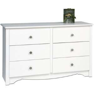  Monterey White Condo Sized 6 Drawer Dresser   Prepac   WDC 