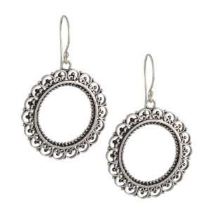   MULLICK  Large Lace Circle on French Wire Earring in Sterling Jewelry