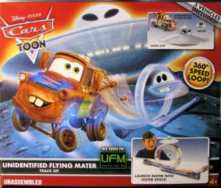 DISNEY CARS TOON UNIDENTIFIED FLYING MATER W/3 VEHICLES  