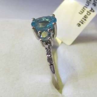 Blue Apatite and Topaz Platinum Plated Ring tgw 1.14cts   Not Scrap 