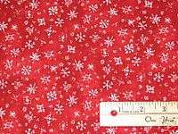 Apples & Gingerbread Snowflake Red Christmas Fabric BTHY  