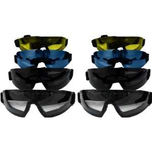  8 Skydive Sky Diving Goggles Clear Smoked Blue and Yellow 