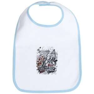  Baby Bib Sky Blue Live For Rock Guitar Skull Roses and 