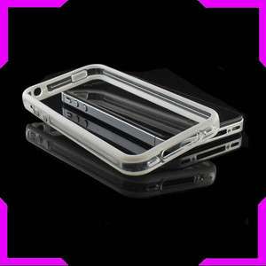 TPU Clear Bumper Case Cover Skin+Metal Buttons For Apple iPhone 4S 4 