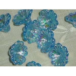  Light Blue AB Shimmer Wave Petunia Plastic Flower Beads 