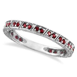  Ruby Stackable Ring Anniversary Band in 14k White Gold (0 