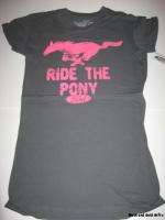   Juniors Graphic Tshirt Shirt Grey Ford Ride The Pony New 