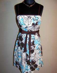 CITY TRIANGLES Brown & Aqua Print Dress, 9/10 *NWT $52  
