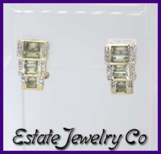 14k Diamond & Emerald Aquamarine Dangle Earrings 1.60ct  