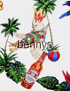 New Parrot Head Beer Leis Hawaiian Shirt, white, L  