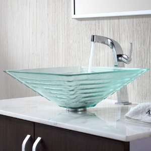    15100CH Clear Alexandrite Glass Vessel Sink and Typhon Faucet Chrome