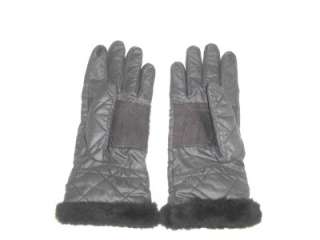 Ugg Shearling Trimmed Quilted Gloves Small Medium Womens Black  