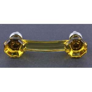  Amber Glass Pull   Octagon w/ Brushed Nickel 3