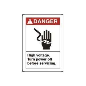 DANGER HIGH VOLTAGE TURN POWER OFF BEFORE SERVICING (W/GRAPHIC) Sign 