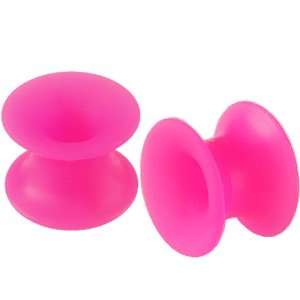  0G 8mm Pink Silicone Double Flared Ear Plugs   Sold as a 