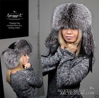 LUXE Silver Fox Fur Hat Chapka Renard Argente Fourrure  