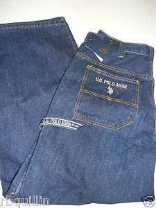 NWT US POLO ASSN Premium Carpenter Straight Full Leg Denim Blue Jeans 